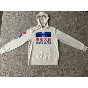 USA Olympic Team Tokyo JAPAN 2020 Hoodie Men's LARGE Off White Graphic Print